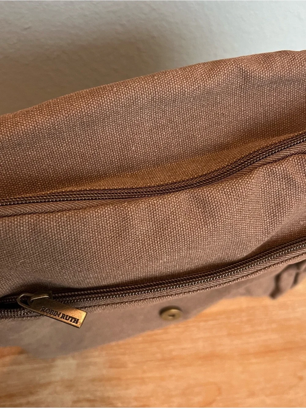 London Print Brown Canvas Crossbody Bag for Men